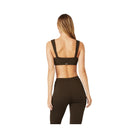 Alo Women's Pinstripe Jacquard Captivate Bra - Espresso/Black