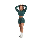 Gymshark Adapt Fleck Seamless Long Sleeve Crop Top - Darkest Teal/Functional Teal