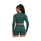 Gymshark Adapt Fleck Seamless Long Sleeve Crop Top - Darkest Teal/Functional Teal