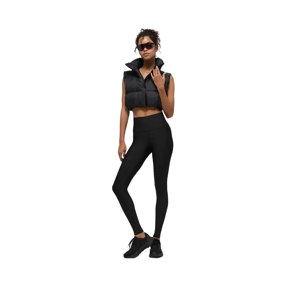 Alo Women's Cropped Gold Rush Puffer Vest - Black