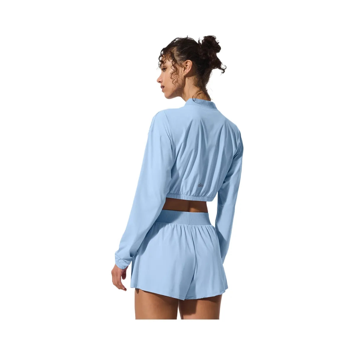 Alo Women's Cropped Breezy Full-Zip Cover Up - Seashell Blue