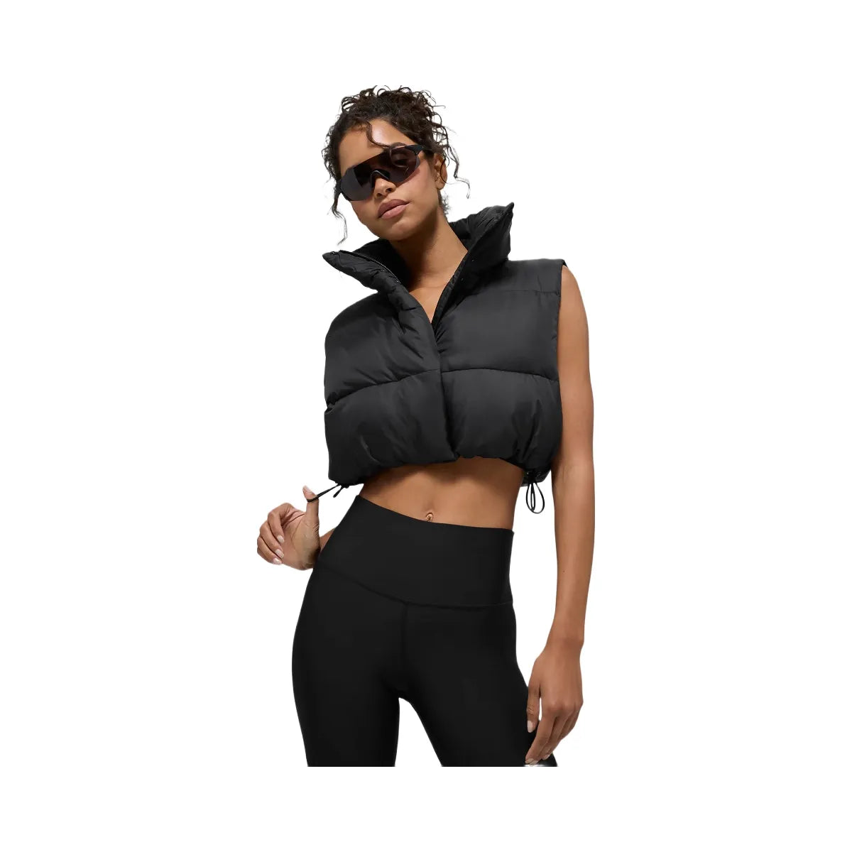 Alo Women's Cropped Gold Rush Puffer Vest - Black