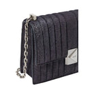 Kate Spade Deco Quilted Glitter Suede Chain Shoulder Bag Navy Multi