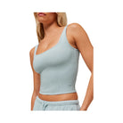 Gymshark Waffle Cropped Tank - Smoke Blue