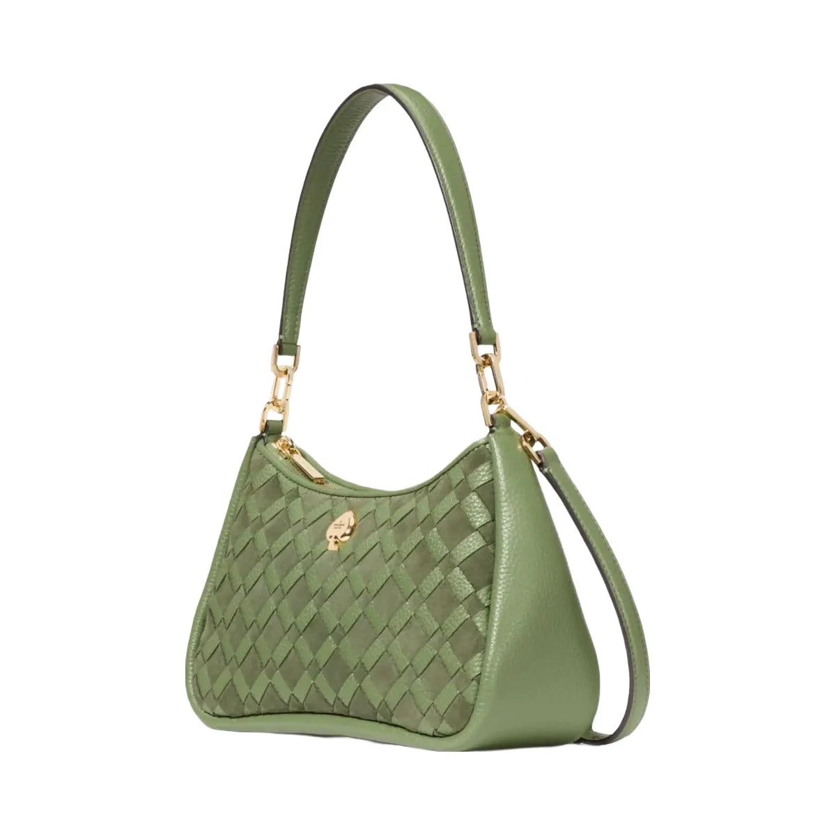 Kate Spade Kayla Woven Leather Small Convertible Shoulder Bag Cedar Stand