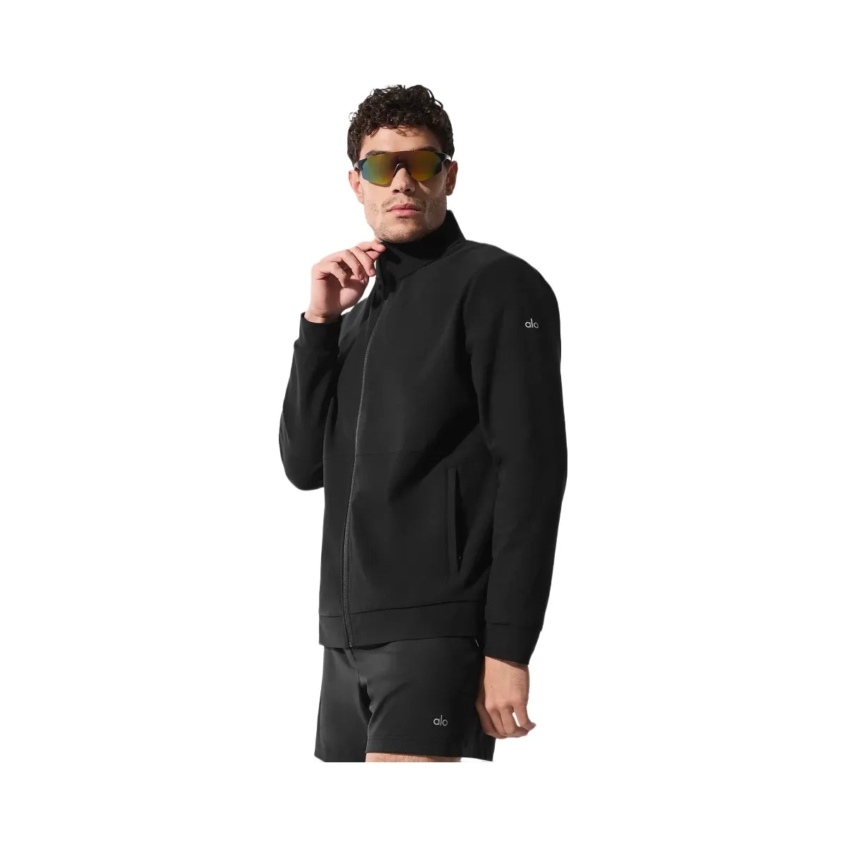 Alo Men's Conquer Max Mock Neck Full Zip - Black