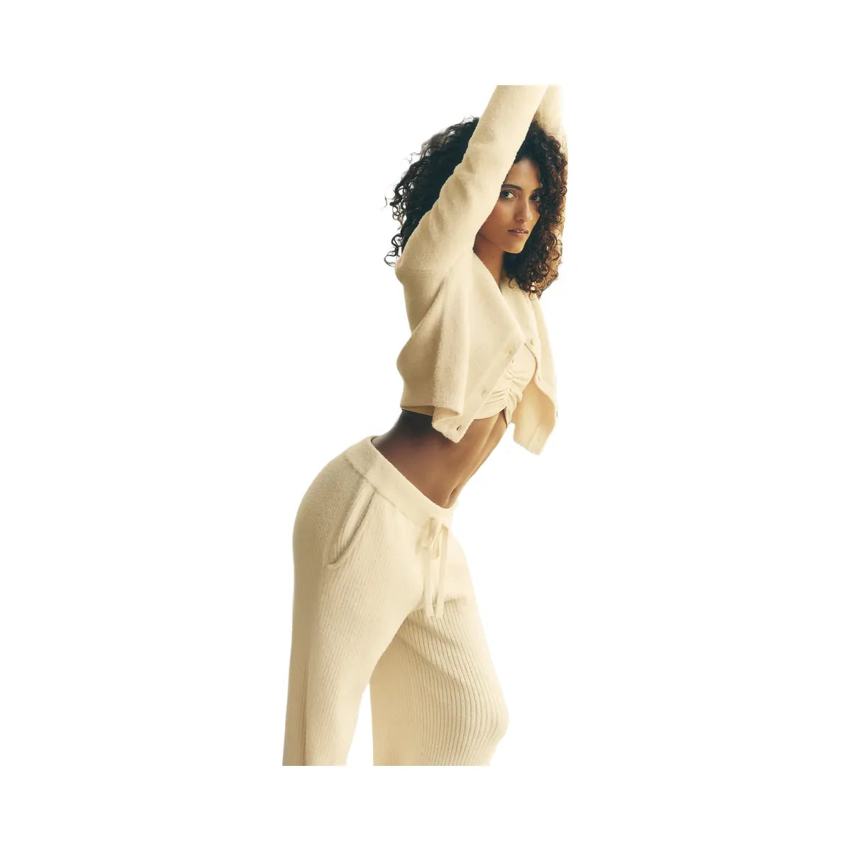 Alo Women's Snuggle Up Sweater High-Waist Wide Leg Pant - Candlelight Yellow