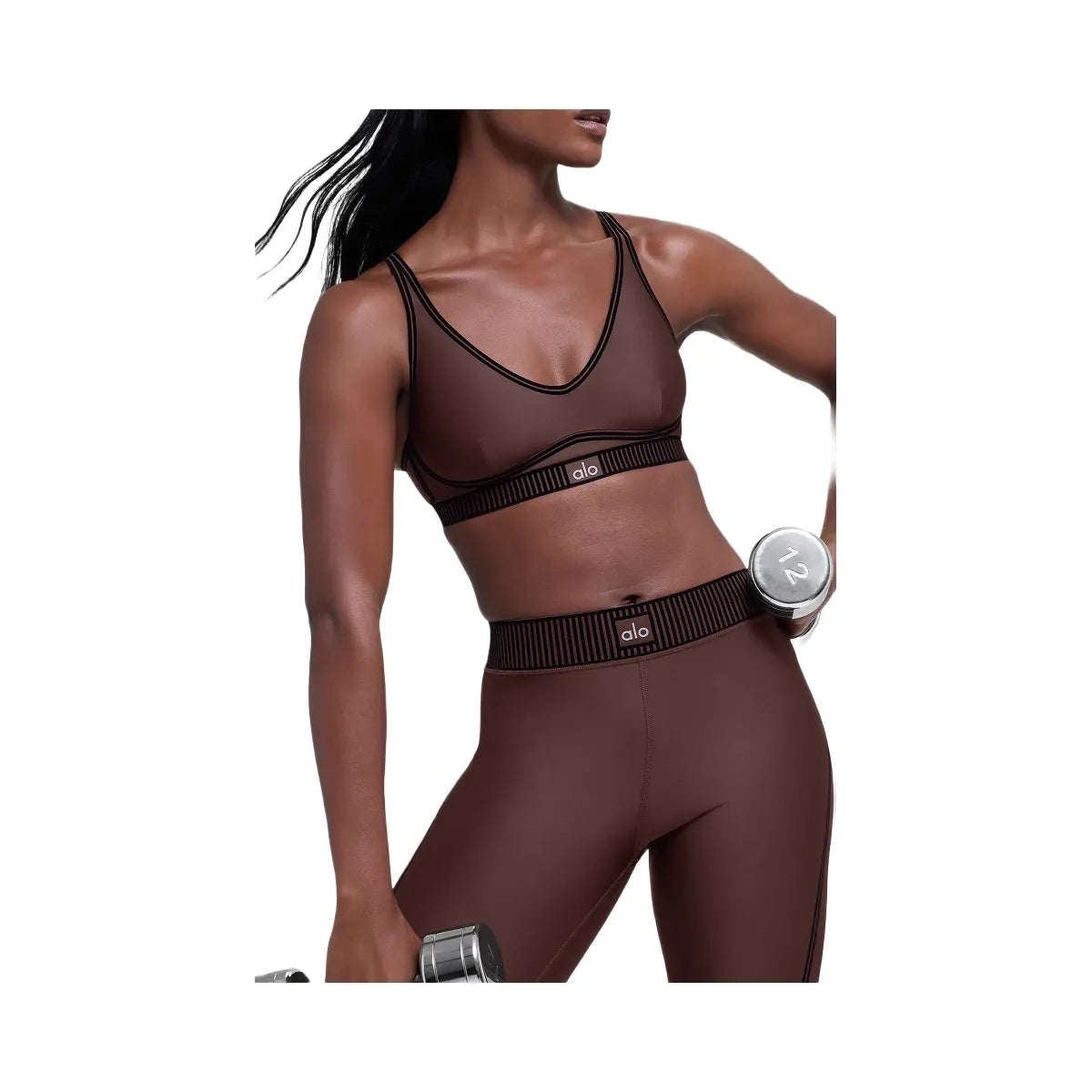Alo Women's Airlift Line Up Bra - Brownstone
