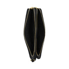 Coach Double Zip Wallet Pebbled Leather-Gold-Black