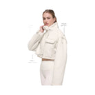 Alo Women's Faux Shearling Snowfall Cropped Jacket - Ivory