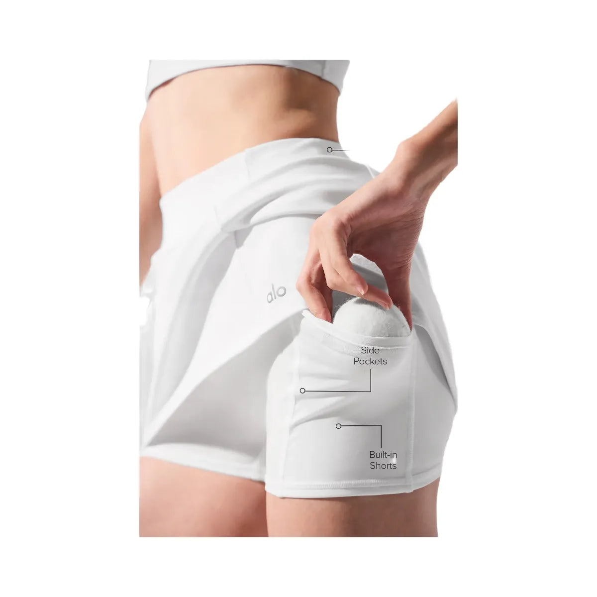 Alo Women's Airbrush High-Waist Good Form Tennis Skirt - White