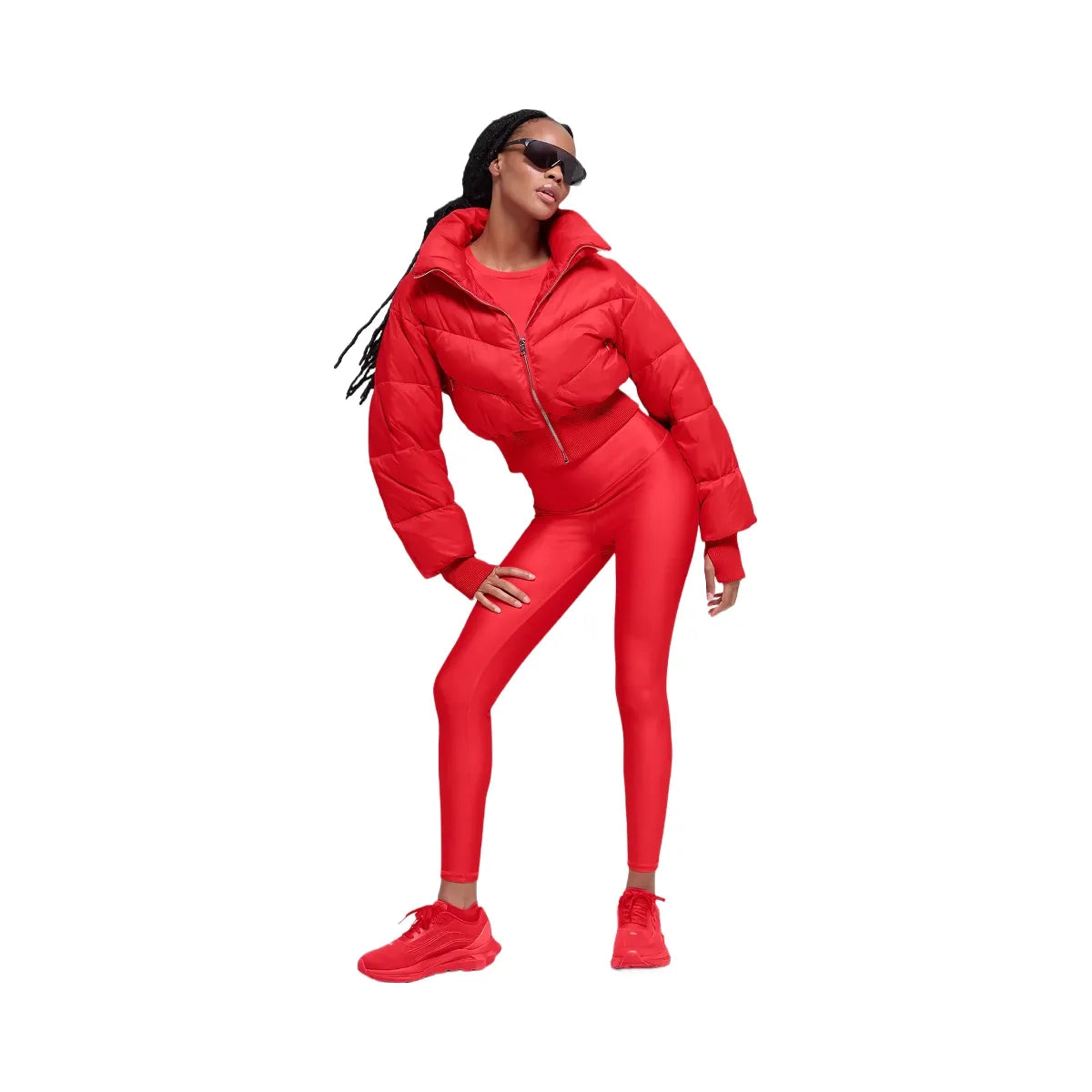 Alo Women's Cropped Atmosphere Puffer - Bright Red