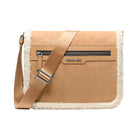 Michael Kors Cooper Suede and Sherpa Messenger Bag Peanut