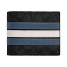 Coach 3 In 1 Wallet In Signature Canvas With Varsity Stripe Signature Canvas-Charcoal-Denim-Chalk