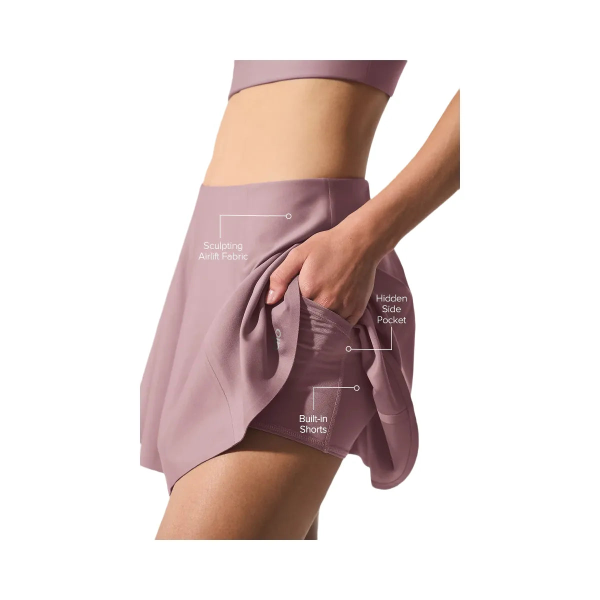 Alo Women's Airlift Down The Line Tennis Skirt - Smoky Quartz