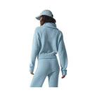 Alo Women's Cashmere Plush Waffle 1/4 Zip Pullover - Celestial Blue Heather