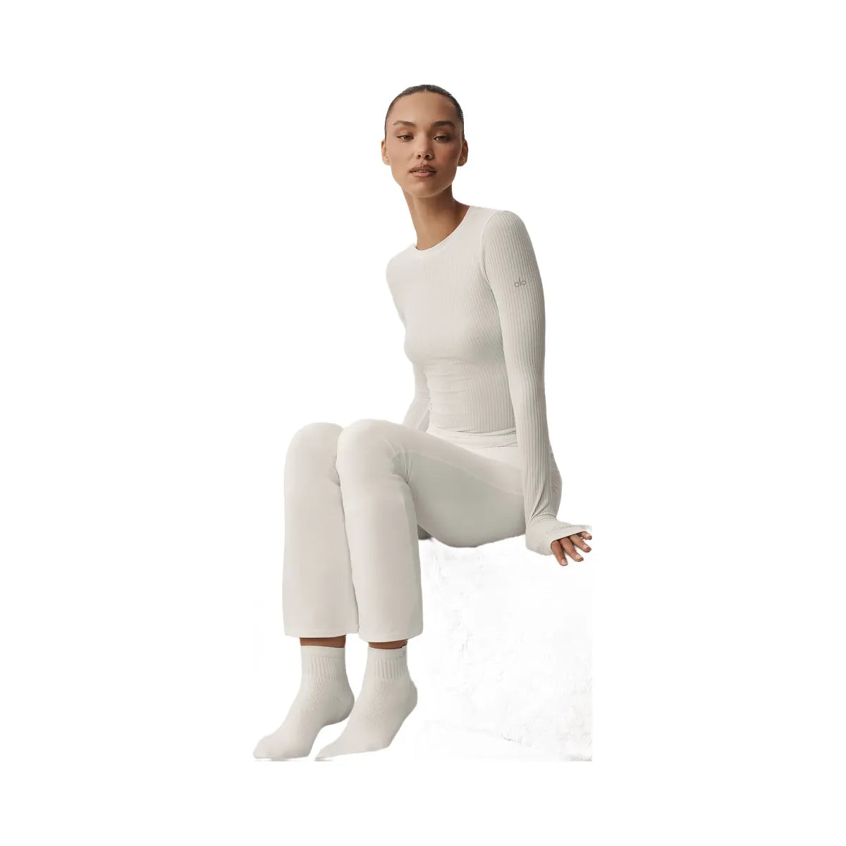 Alo Quarter Crew Street Sock - Ivory