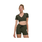 Alo Women's Airbrush Race Pace Short Sleeve - Green Olive/Black