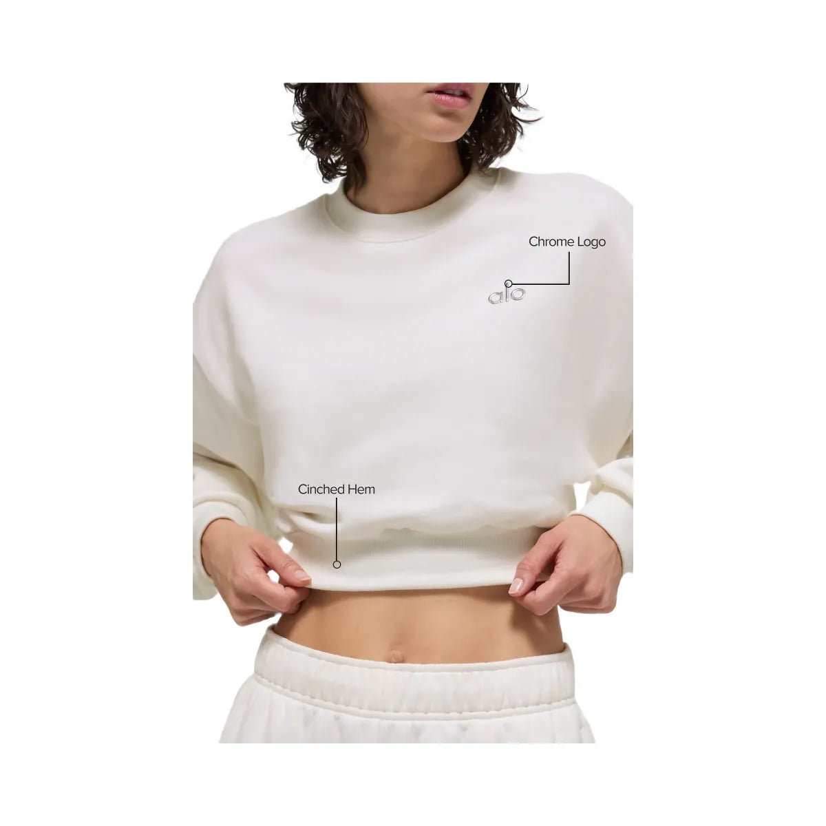 Alo Women's Cropped Accolade Crewneck - Ivory