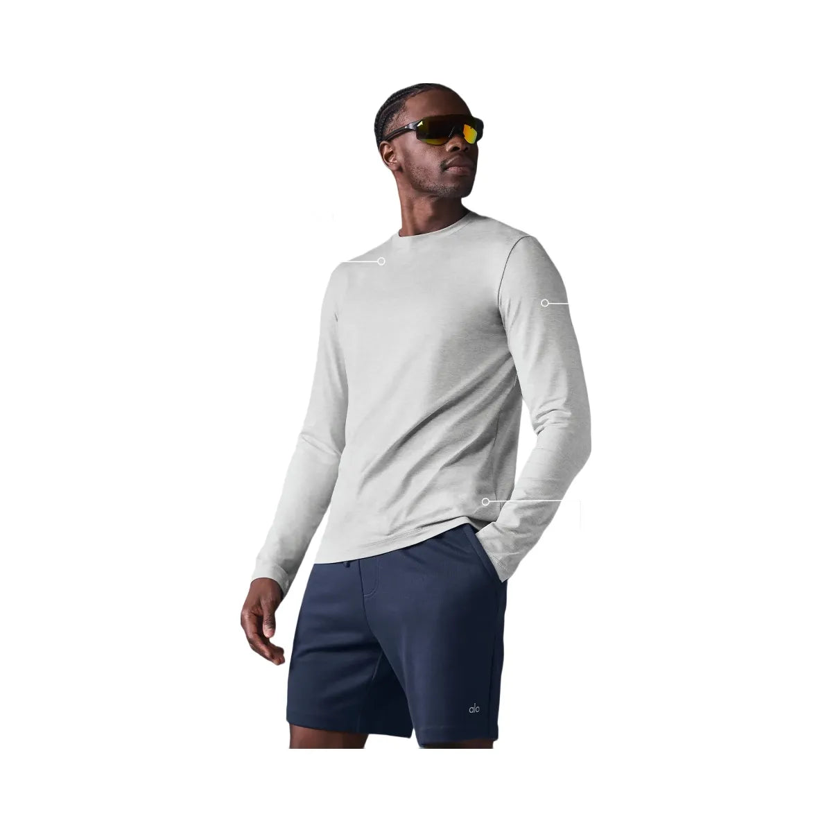 Alo Men's Conquer Reform Crewneck Long Sleeve - Athletic Heather Grey