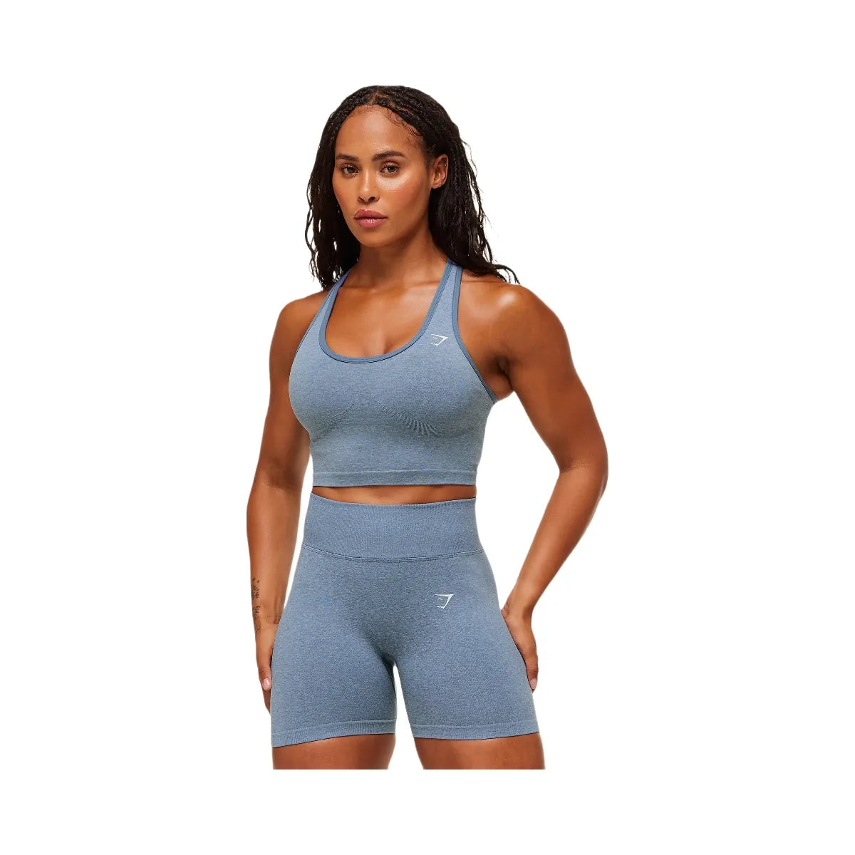 Gymshark Lift Seamless Shelf Midi Tank - Worn Blue/Peri Blue Marl
