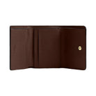 Coach Card Holder Wallet In Blocked Signature Canvas Signature Canvas-Gold-Walnut-Tan