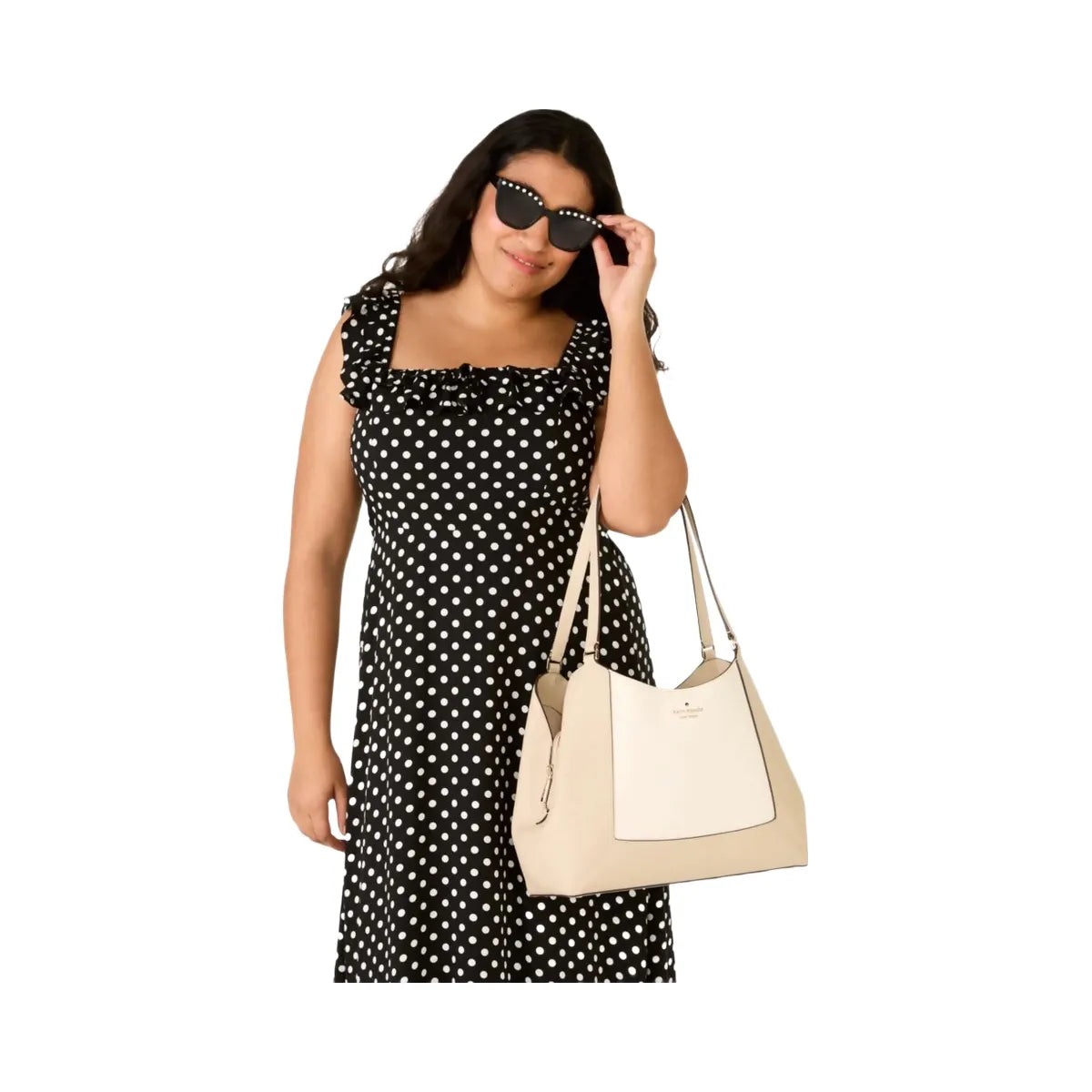 Kate Spade Lena Colorblock Large Triple Compartment Shoulder Bag Light Sand Multi