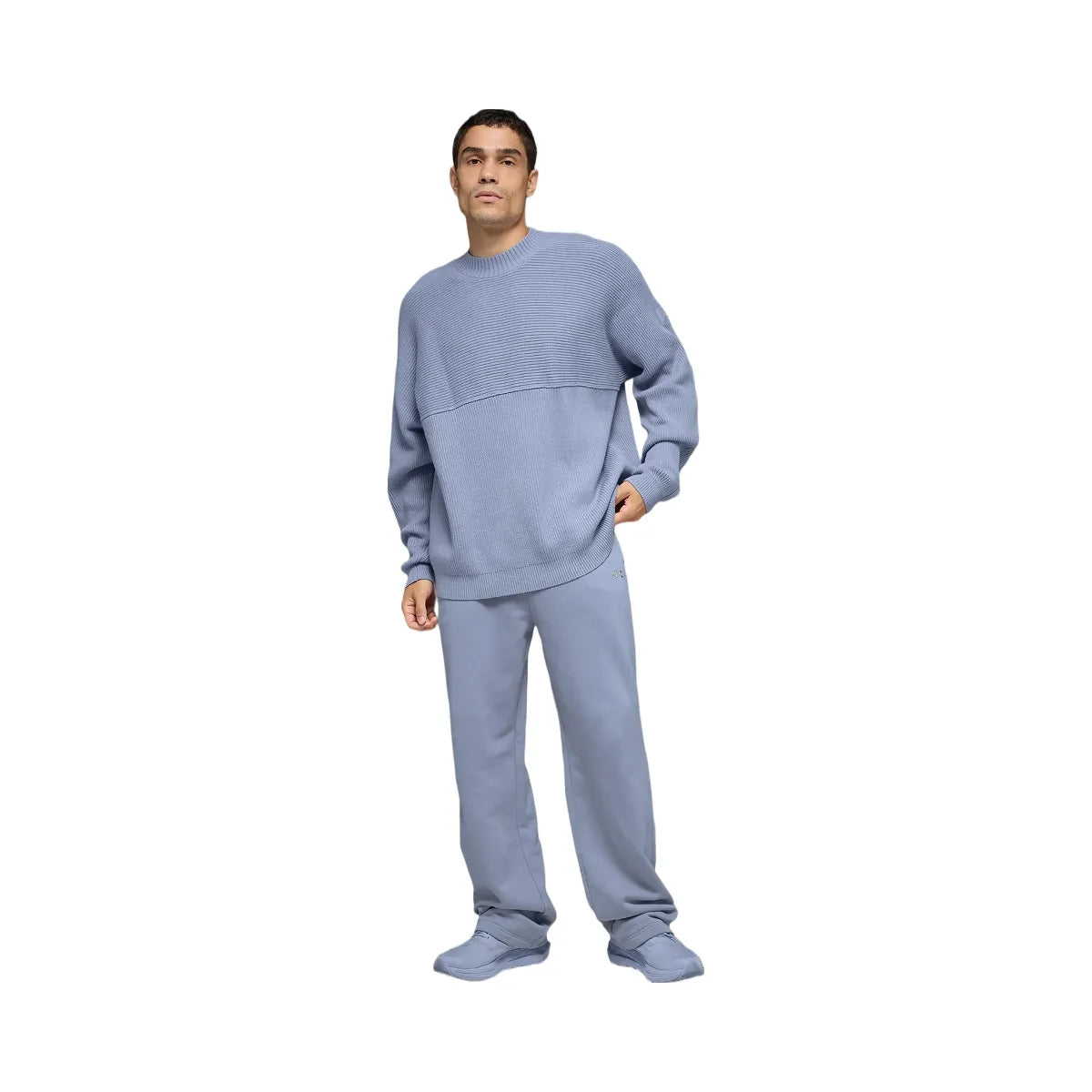 Alo Men's Domain Shift Rib Knit Sweater Crew - Winter Frost