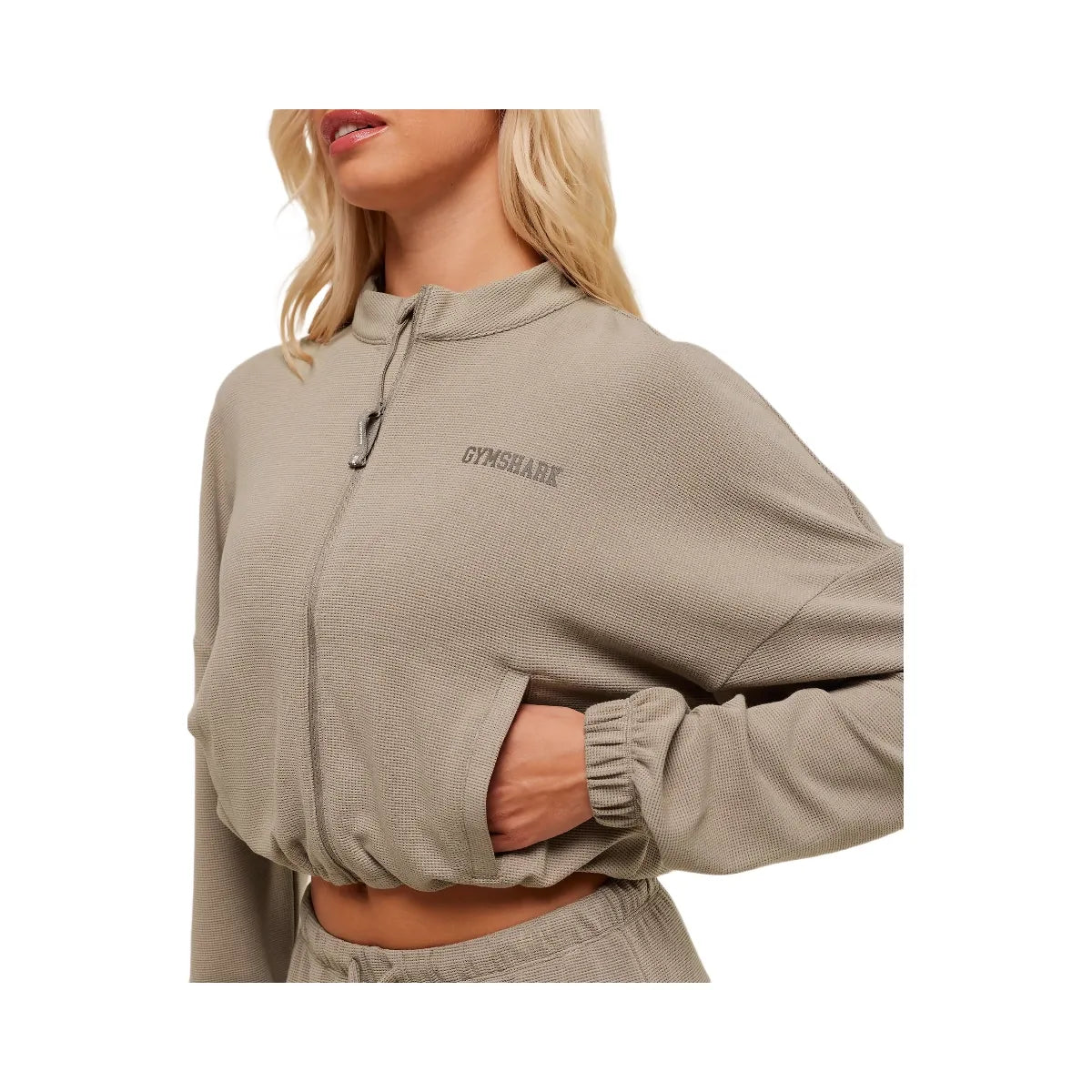 Gymshark Waffle Midi Zip Up Jacket - Lifestyle Brown