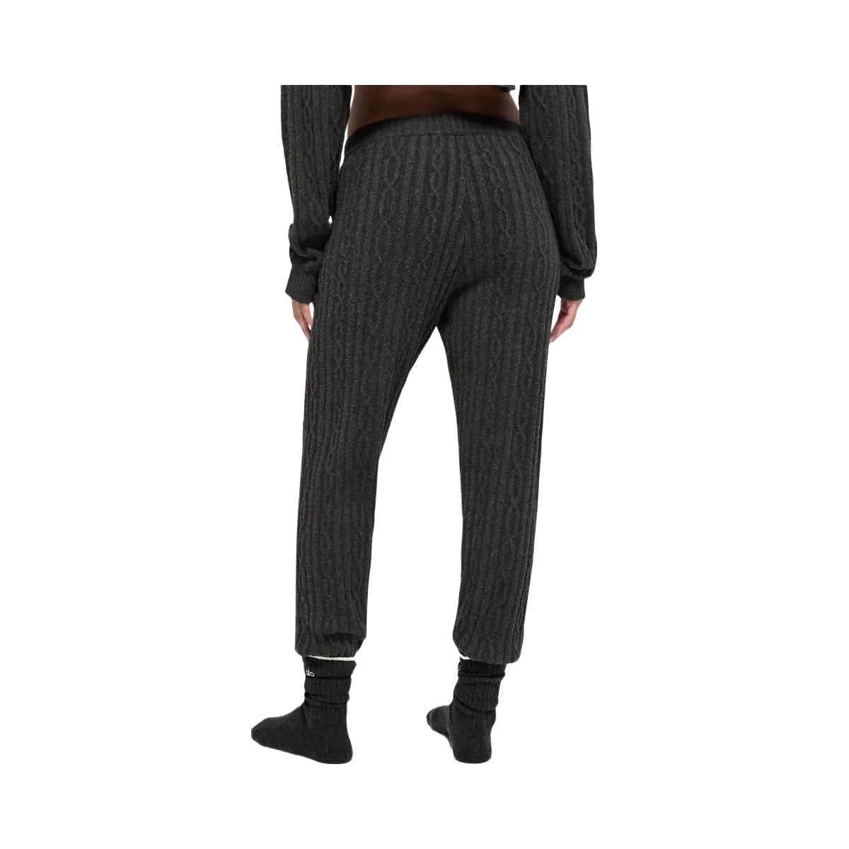 Alo Women's Cable Knit Winter Bliss Pant - Dark Heather Grey