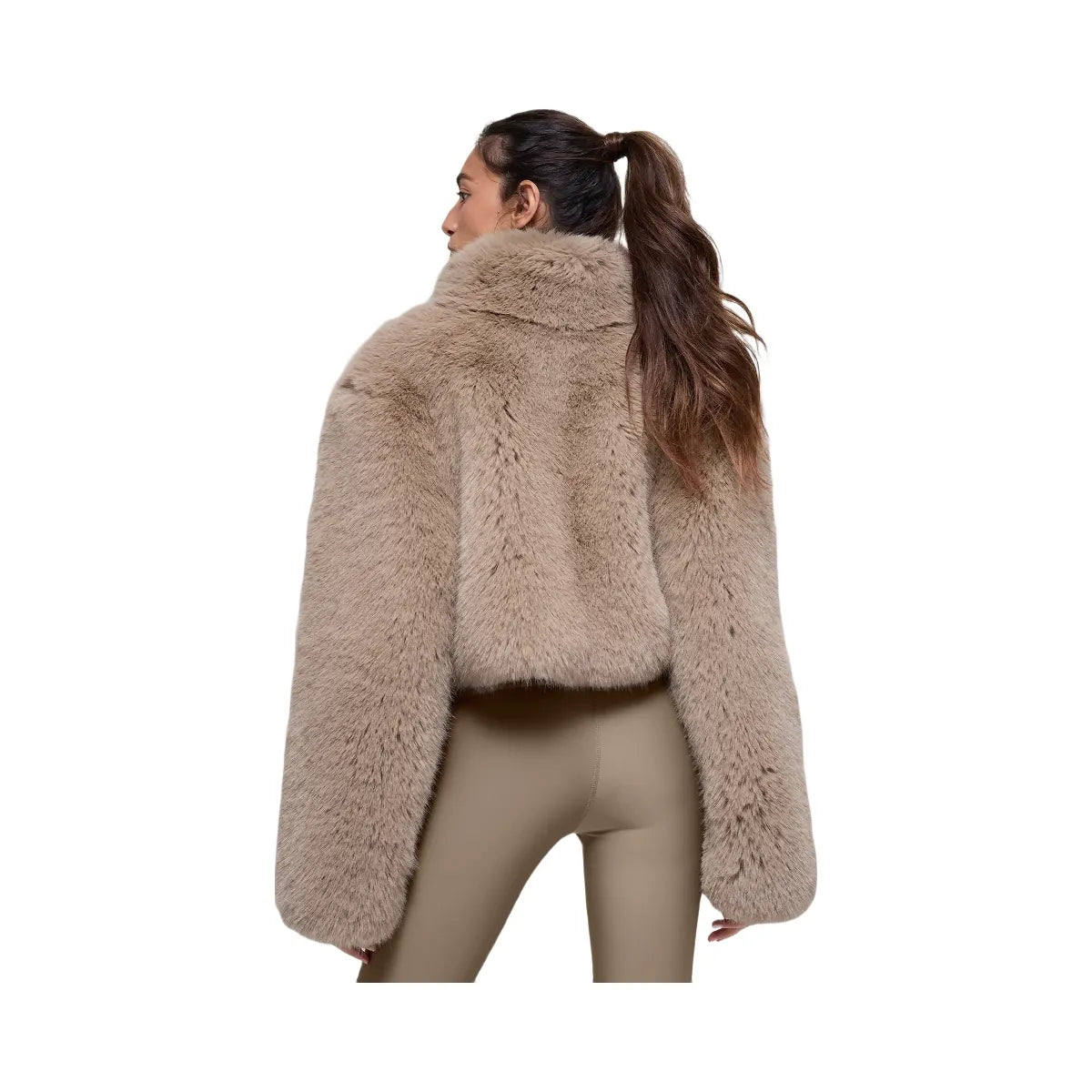 Alo Women's Opulent Faux Fur Cropped Jacket - Oat