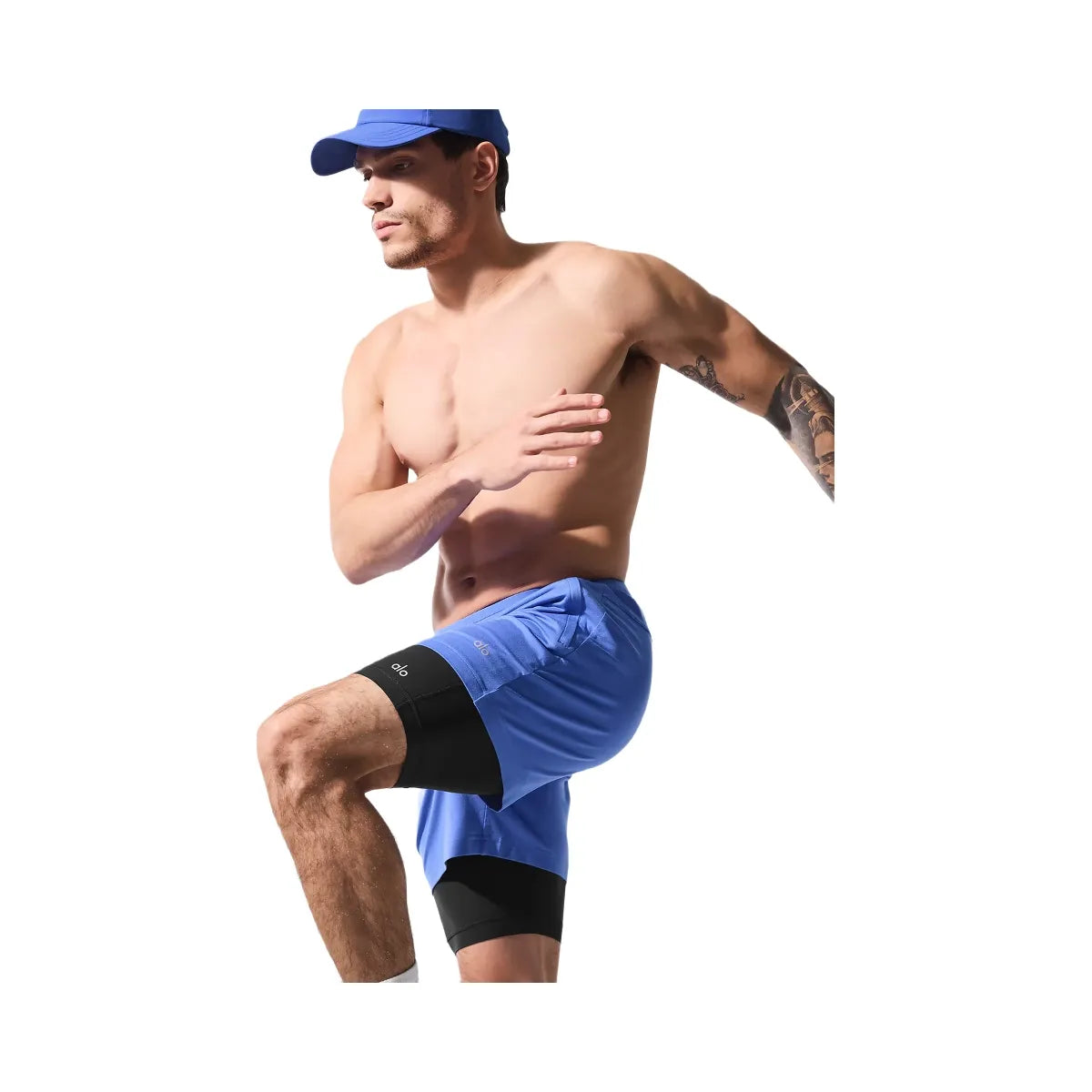 Alo Men's Conquer React 2-In-1 Performance Short - Marathon Blue/Black