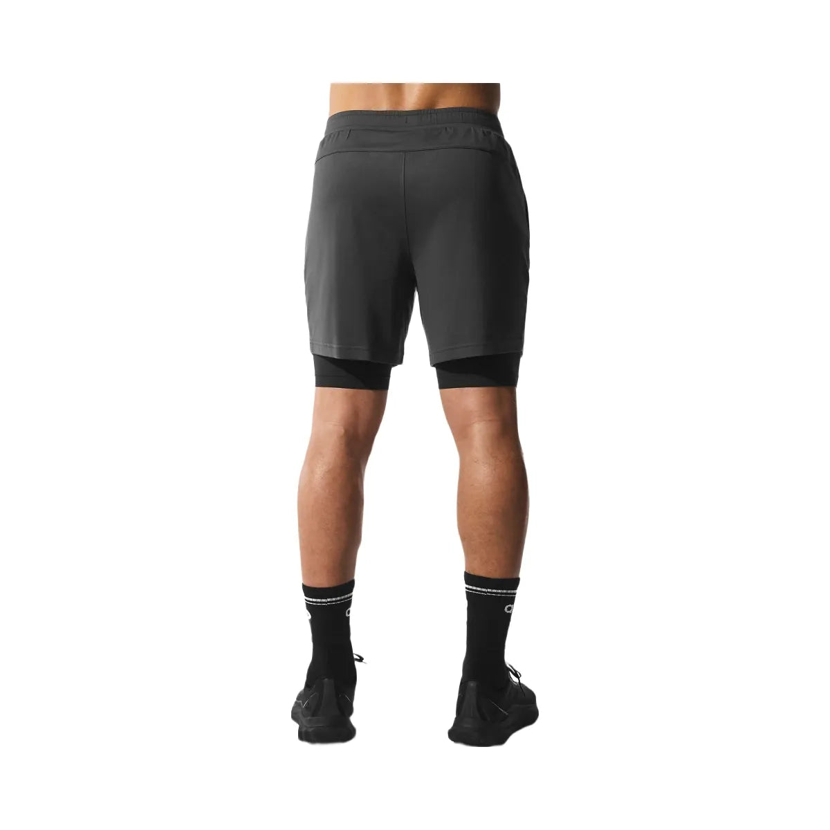 Alo Men's Conquer React 2-In-1 Performance Short - Anthracite/Black