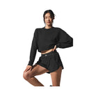 Alo Women's Cropped Sway Crew Neck Pullover - Black