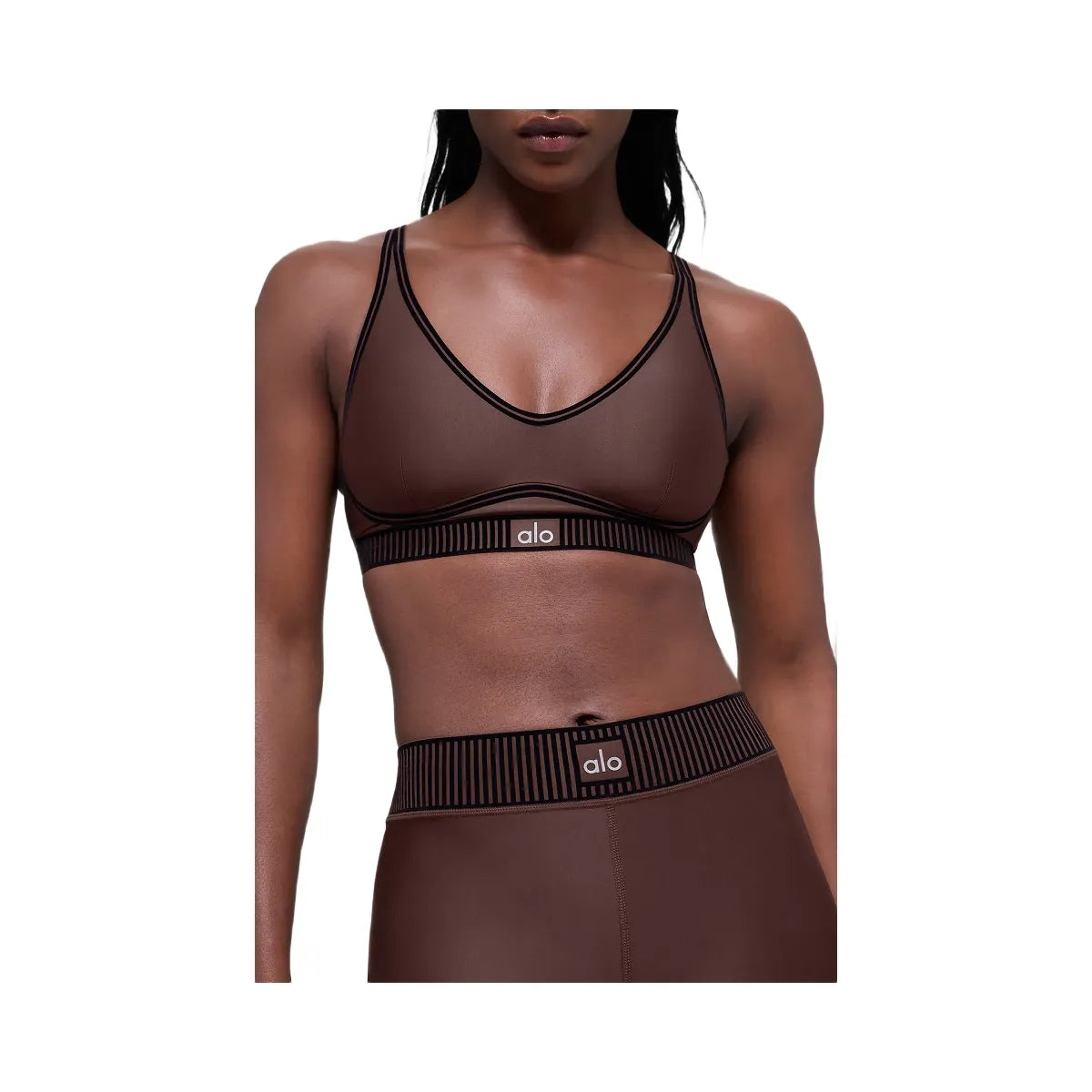 Alo Women's Airlift Line Up Bra - Brownstone