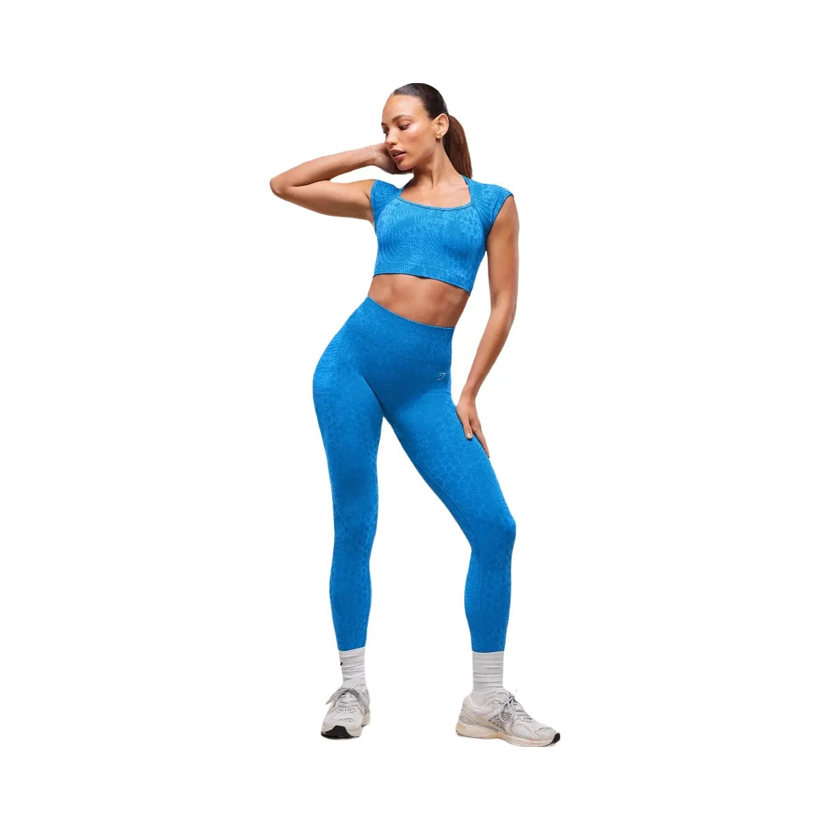 Gymshark Adapt Animal X Whitney Seamless Crop Top - Barbell Blue/Gentle Blue
