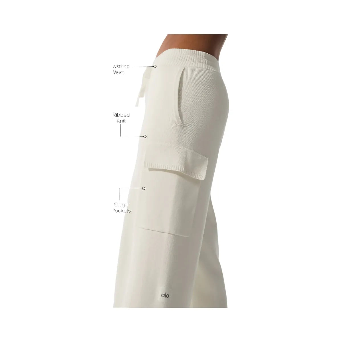Alo Women's Scholar Knit High-Waist Cargo Pant - Ivory