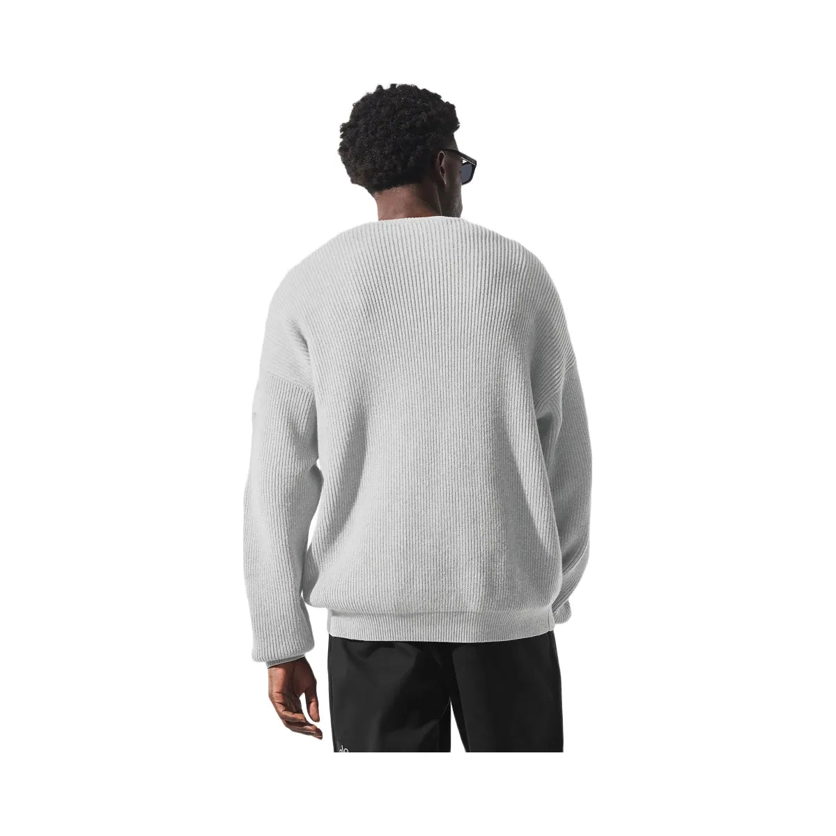Alo Men's Domain Rib Knit Crew Sweater - Athletic Heather Grey