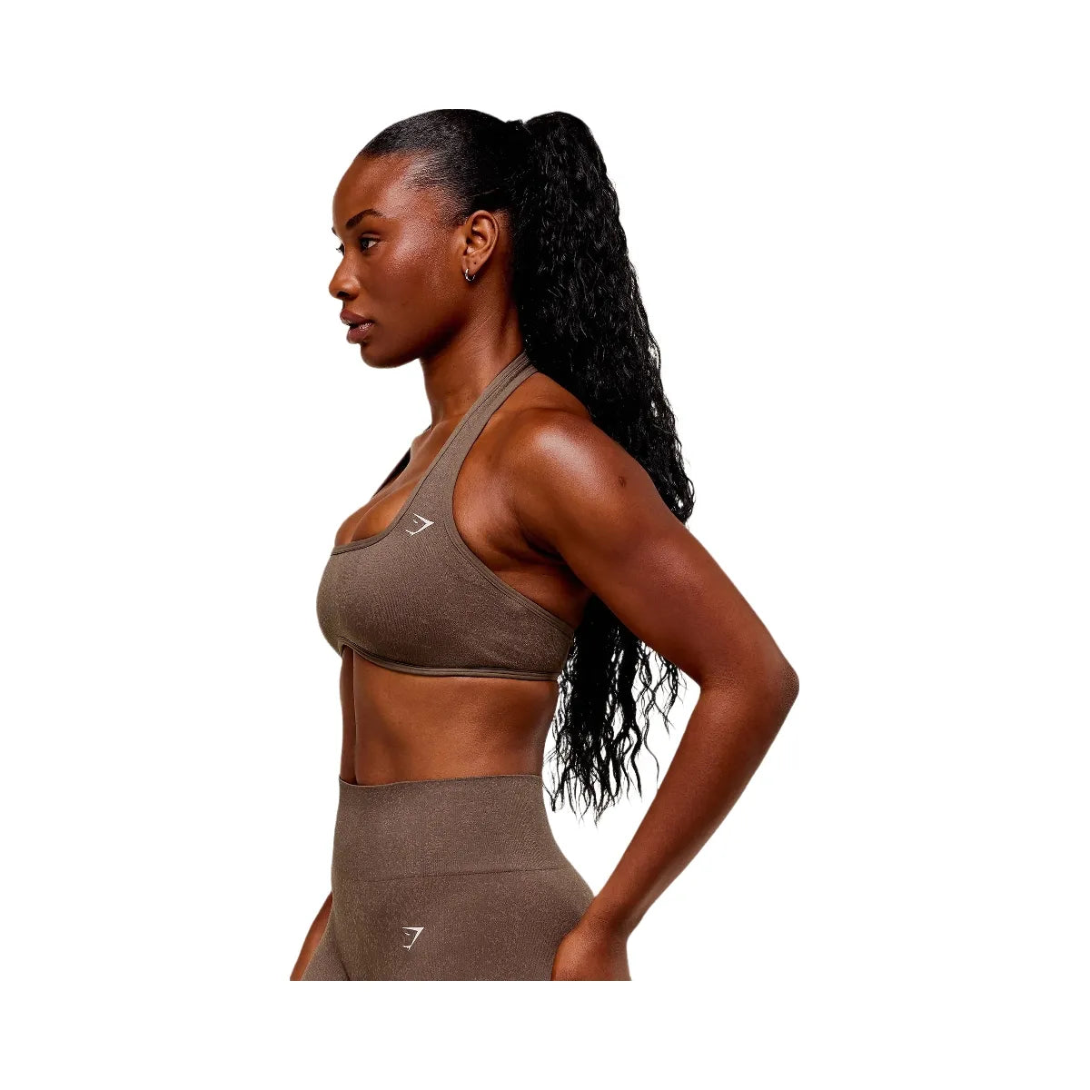 Gymshark Adapt Fleck x Whitney Halterneck Sports Bra - Soft Brown/Chestnut Pink