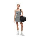 Alo Women's Ribbed Sweater Knit Highline Dress - Lunar Grey/White