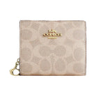 Coach Snap Wallet In Signature Canvas Signature Canvas-Gold-Sand-Chalk