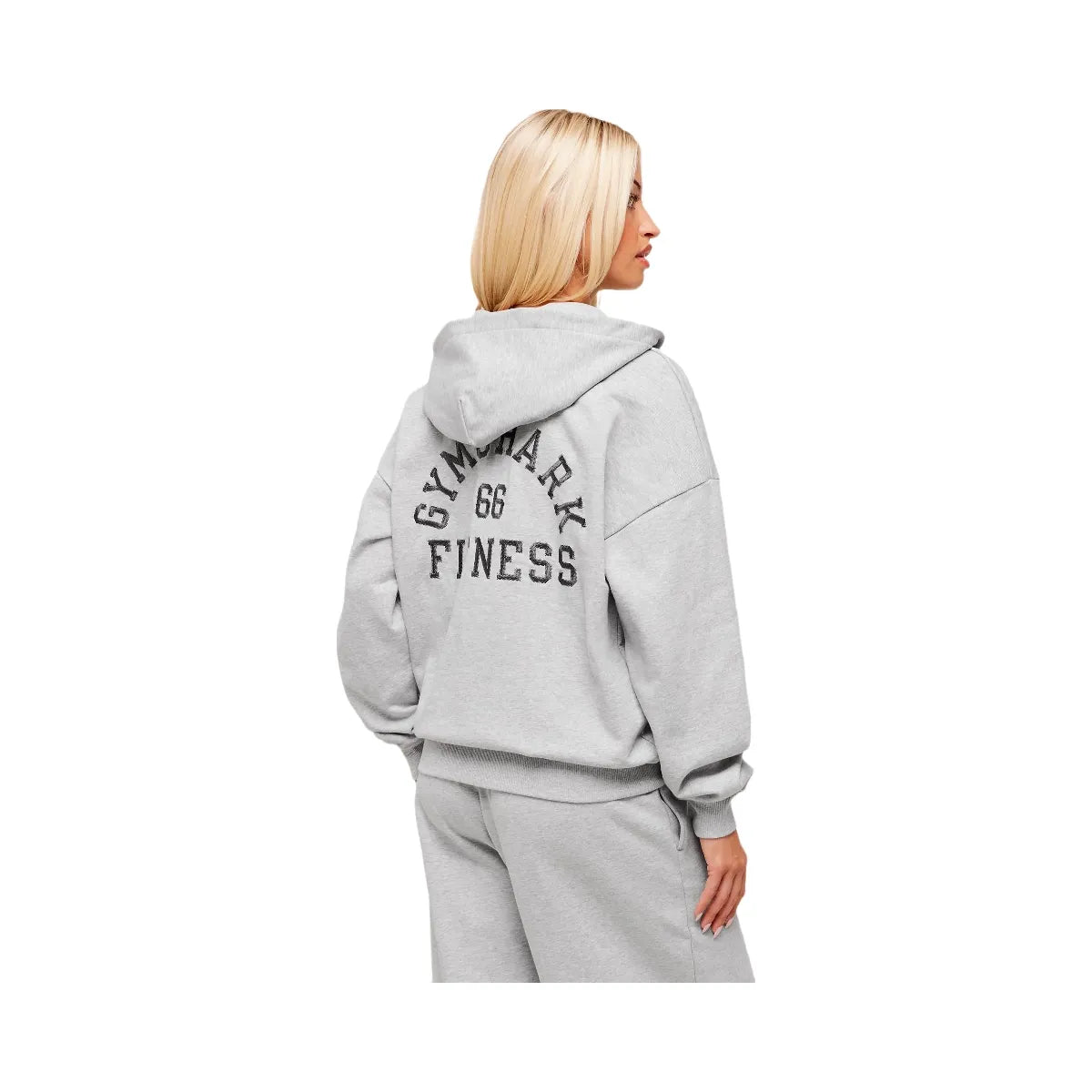Gymshark Fitness Embroidered Graphic Zip Up Hoodie - Light Grey Core Marl