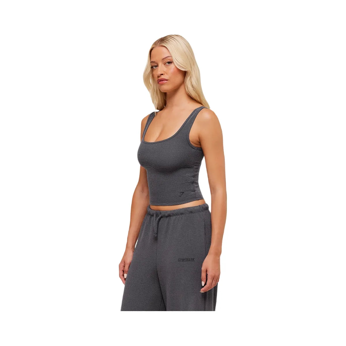 Gymshark Waffle Cropped Tank - Onyx Grey