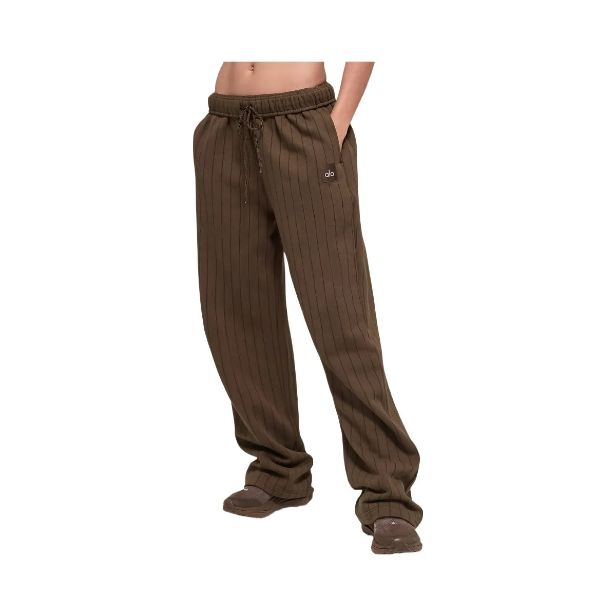 Alo Pinstripe Straight Leg Sweatpant - Espresso Pinstripe
