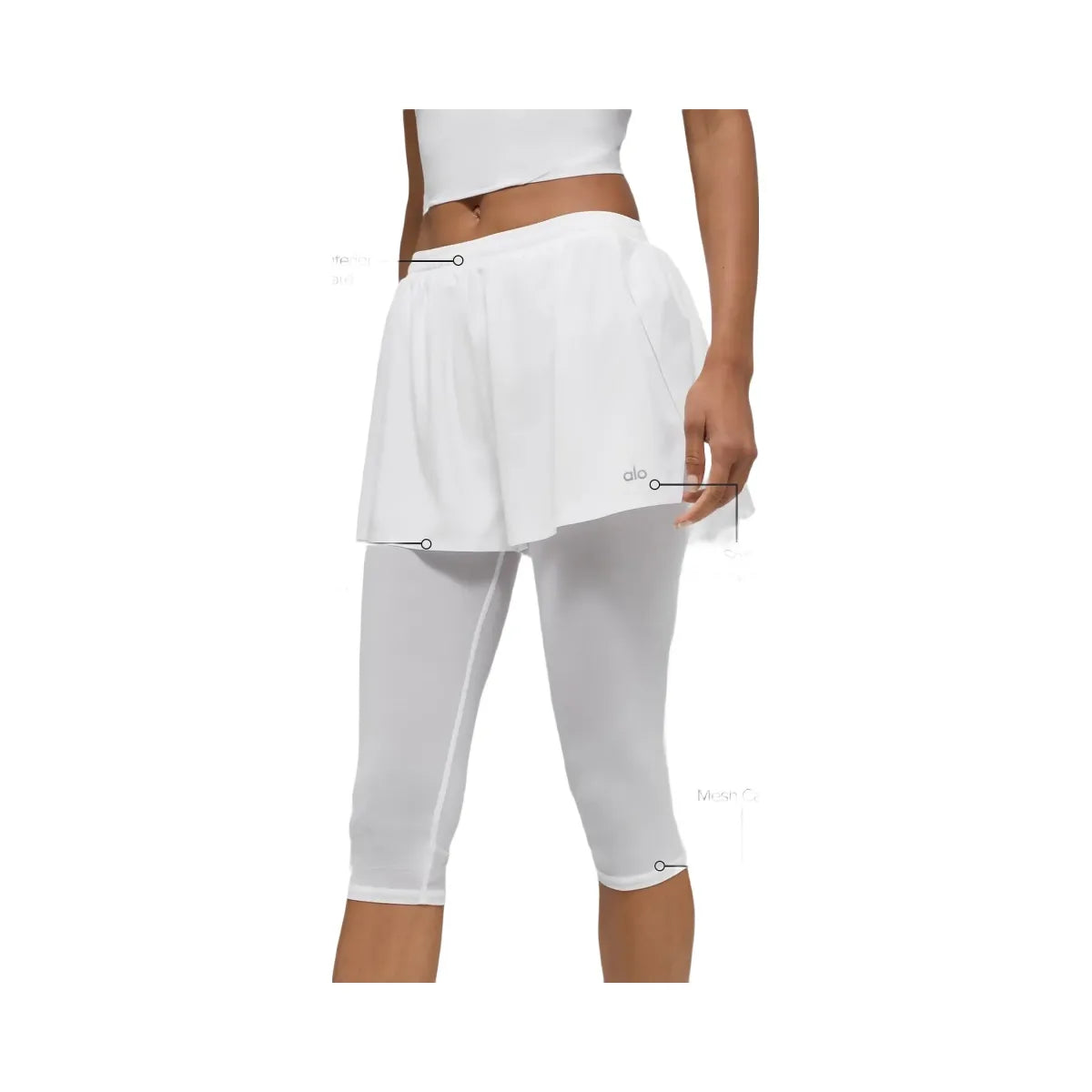 Alo Women's Mesh Front Runner 2 In 1 Short - White