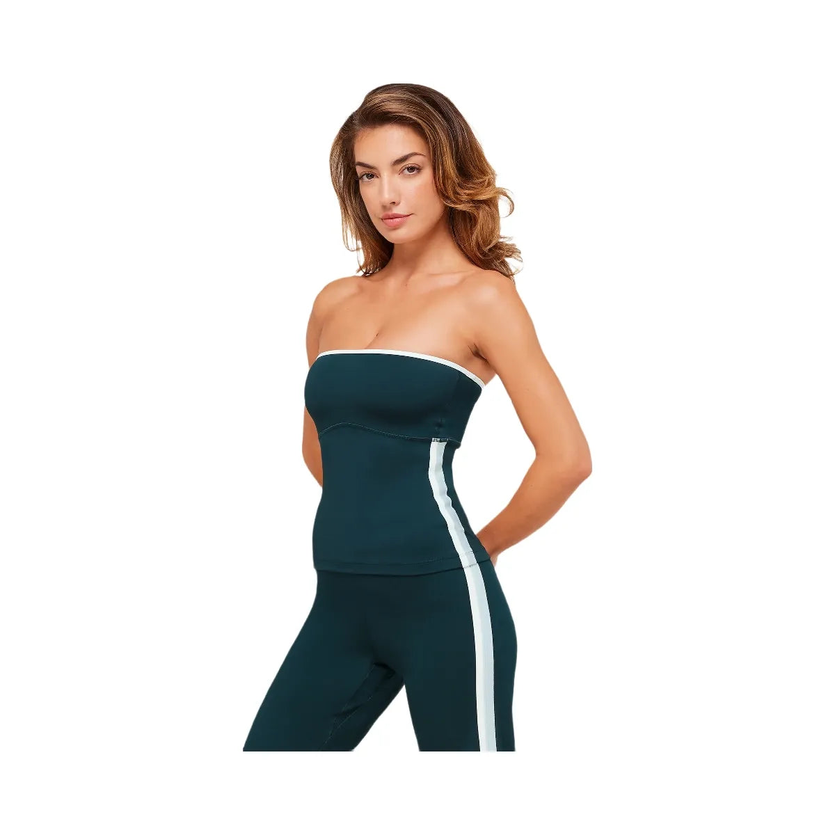Gymshark Piping Bandeau With Shelf - Deep Petrol Blue/Smoke Blue/Soft White