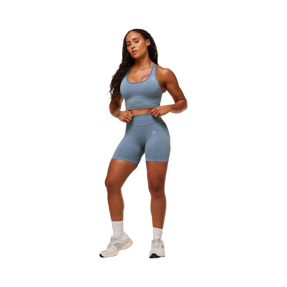 Gymshark Lift Seamless Shelf Midi Tank - Worn Blue/Peri Blue Marl