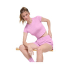 Alo Women's soft Crop Finesse Short Sleeve - Candy Heart Pink