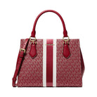 Michael Kors Marilyn Medium Signature Logo Stripe Satchel Cherry