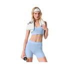 Alo Women's 4” Alosoft High-Waist Heart Throb Short - Seashell Blue Heather/White
